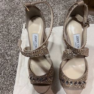 Jimmy Choo sude crystal pumps
